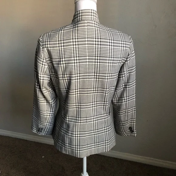 Lifestyle Attitude by Larry Levine Collarless Houndstooth Jacket M Grey White - Picture 11 of 15